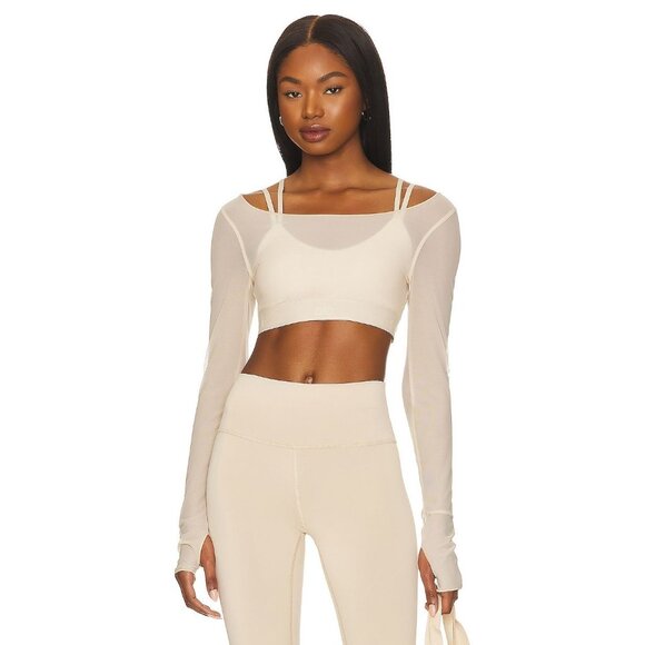 ALO Yoga Airlift Macadamia Long Sleeve Ballet Dream Bra Women's XS - Picture 2 of 5